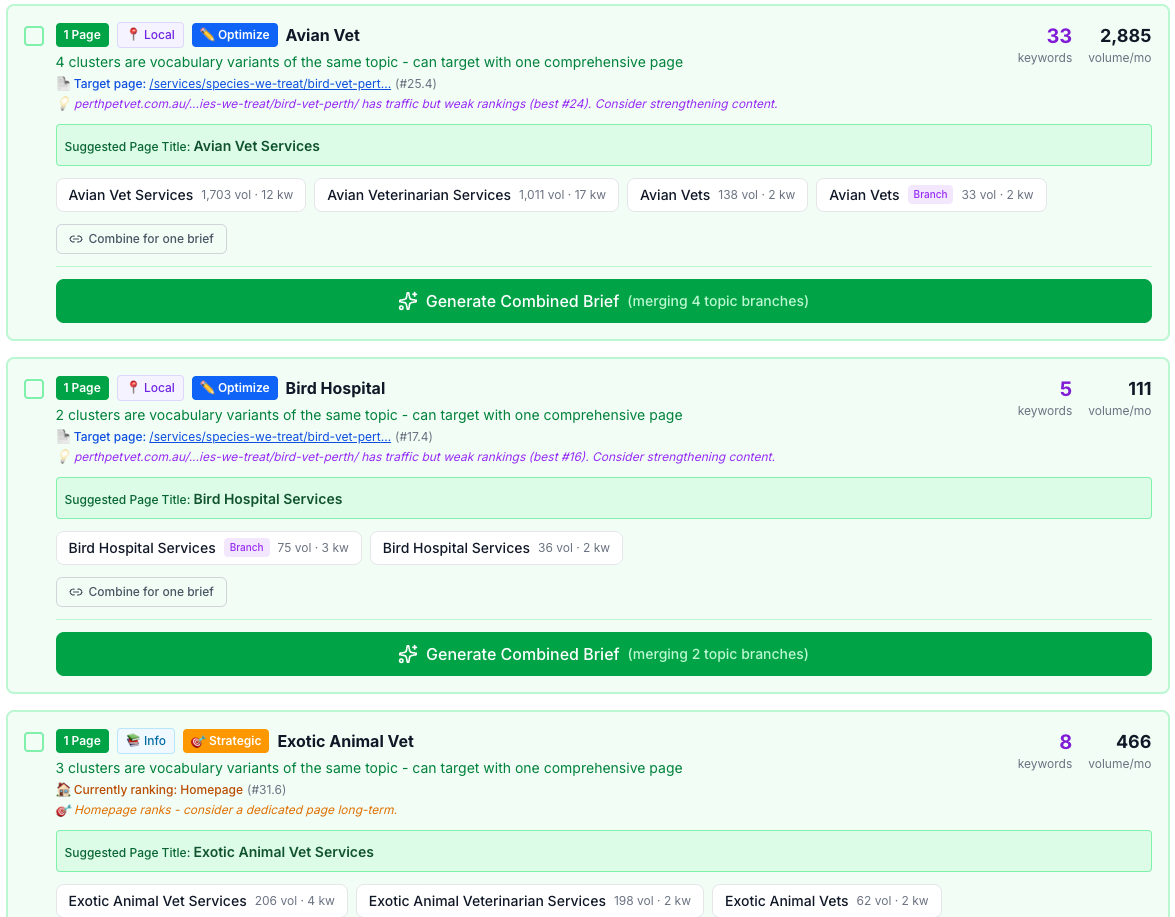 SEOcluster.ai - Best keyword clustering tool for established sites using Google Search Console data